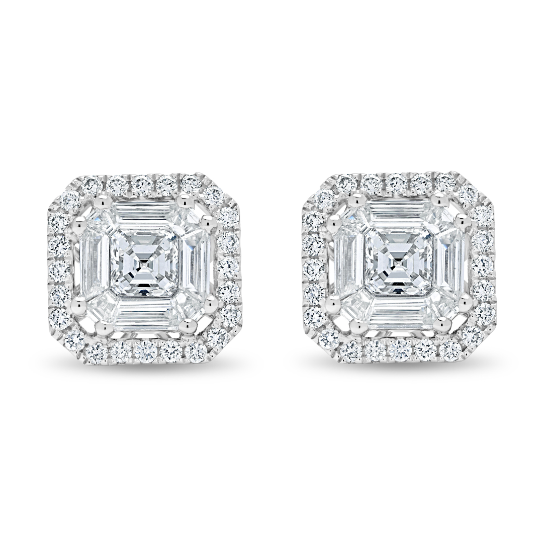 Diamond Cluster Halo Earrings