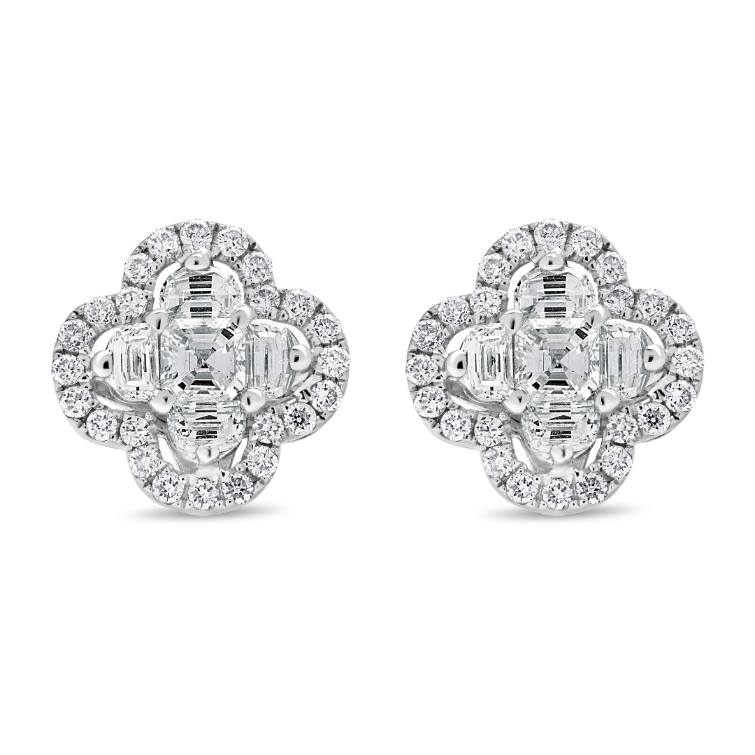 Elegant Baguette Diamond Cluster Earrings