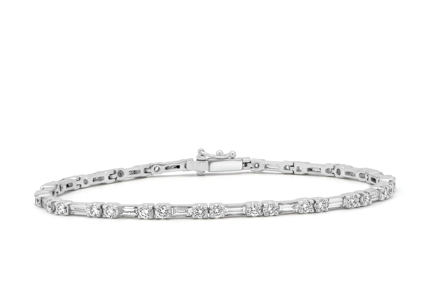 Round Brilliant and Baguette Tennis Bracelet