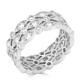 Three Row Marquise and Round Design Diamond Ring
