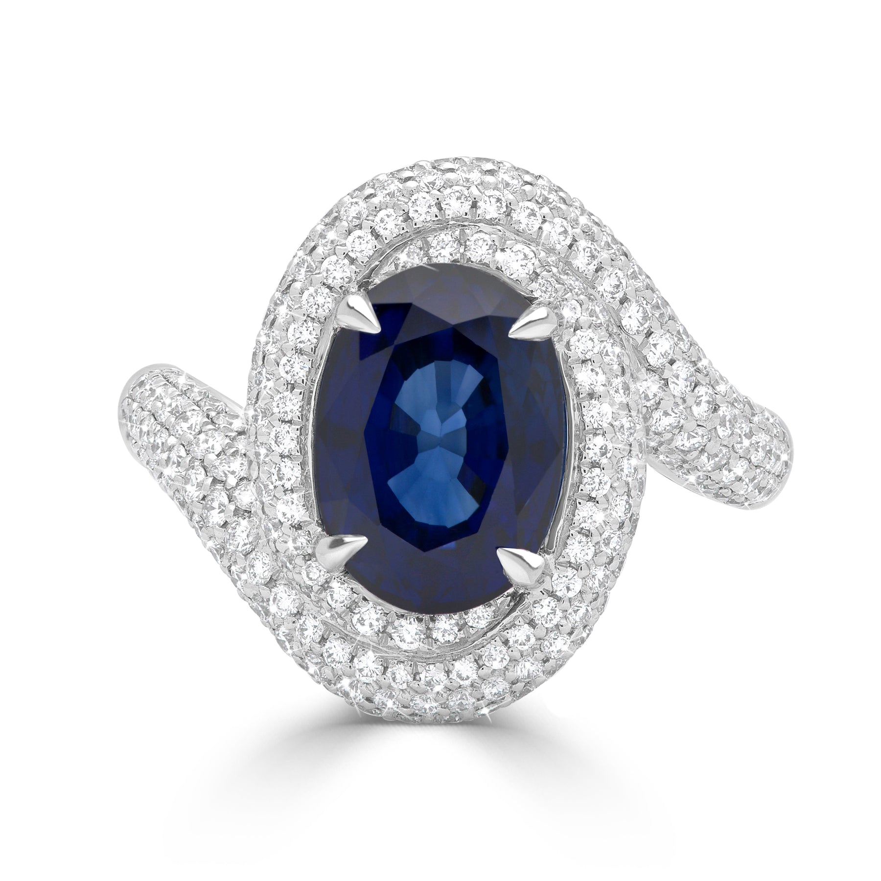 Enchanted Sapphire and Diamond Pavè Halo Ring