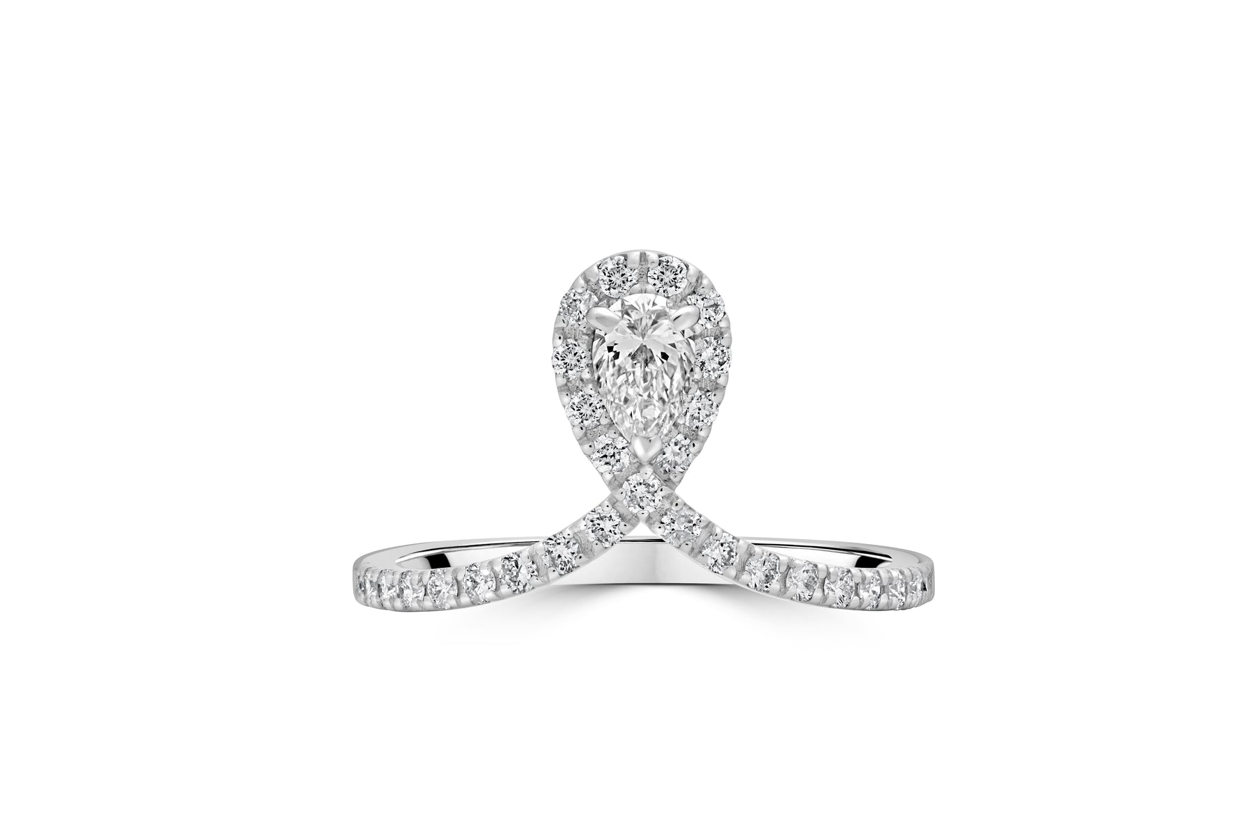 Dainty Pear Halo Ring