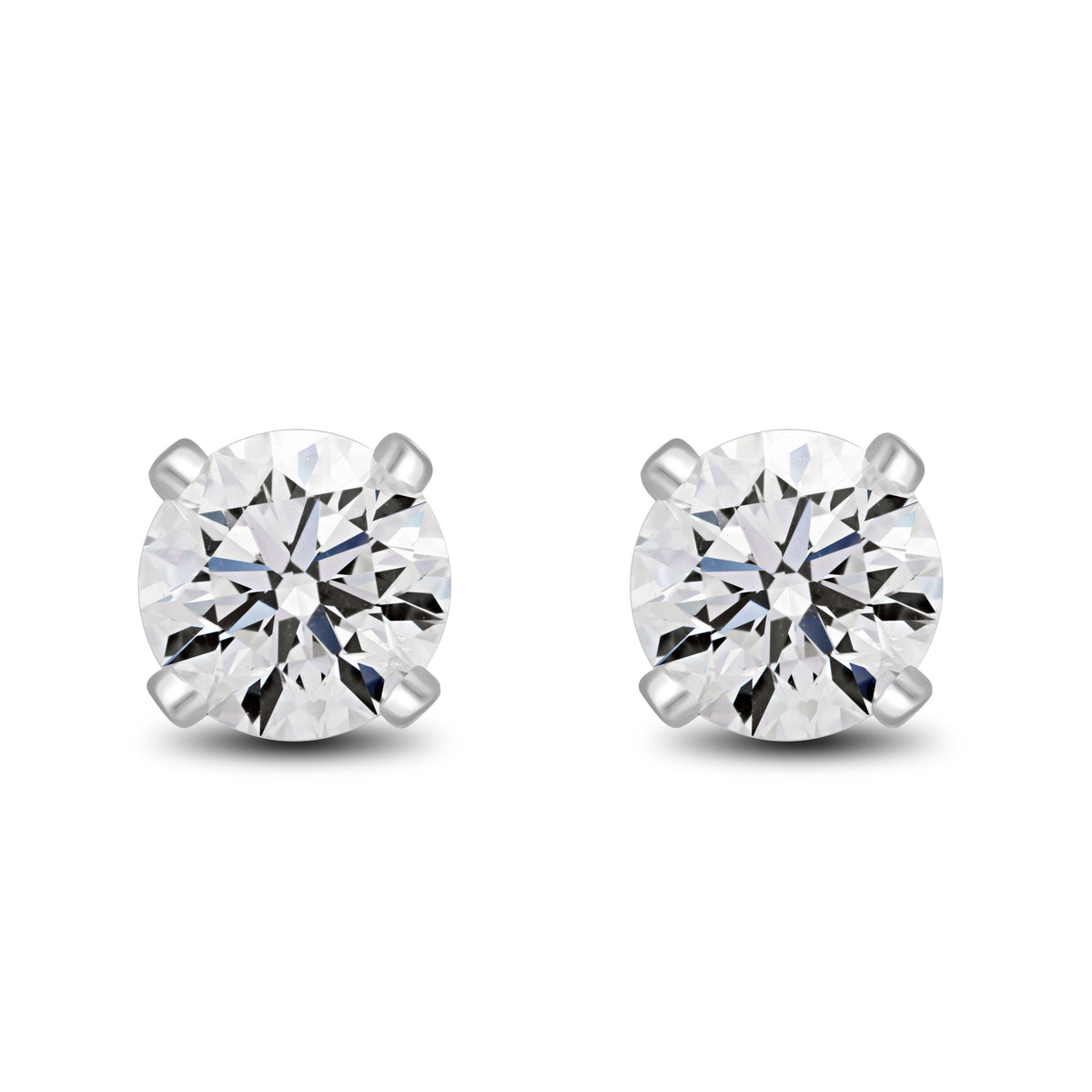 Round Brilliant Four Claw Stud Earrings