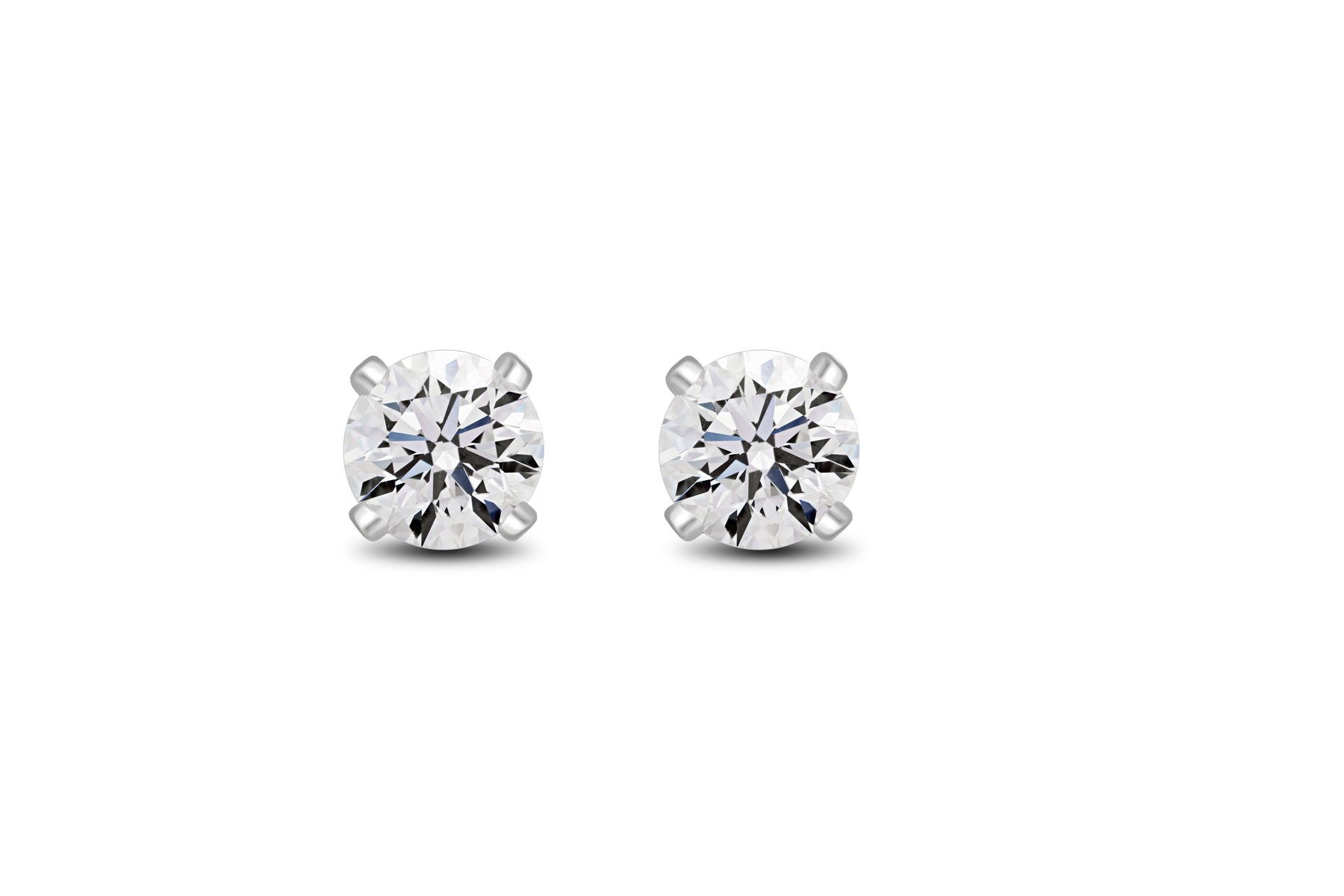 Round Brilliant Four Claw Stud Earrings