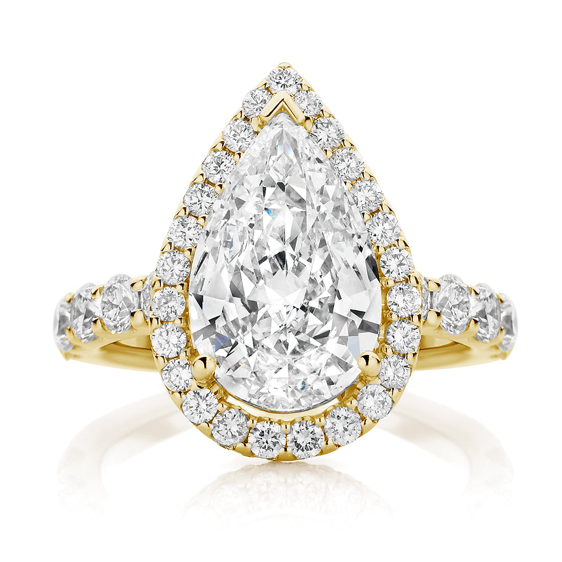 LG Pear Cut Round Halo with Cathedral Band Diamond Engagement Ring