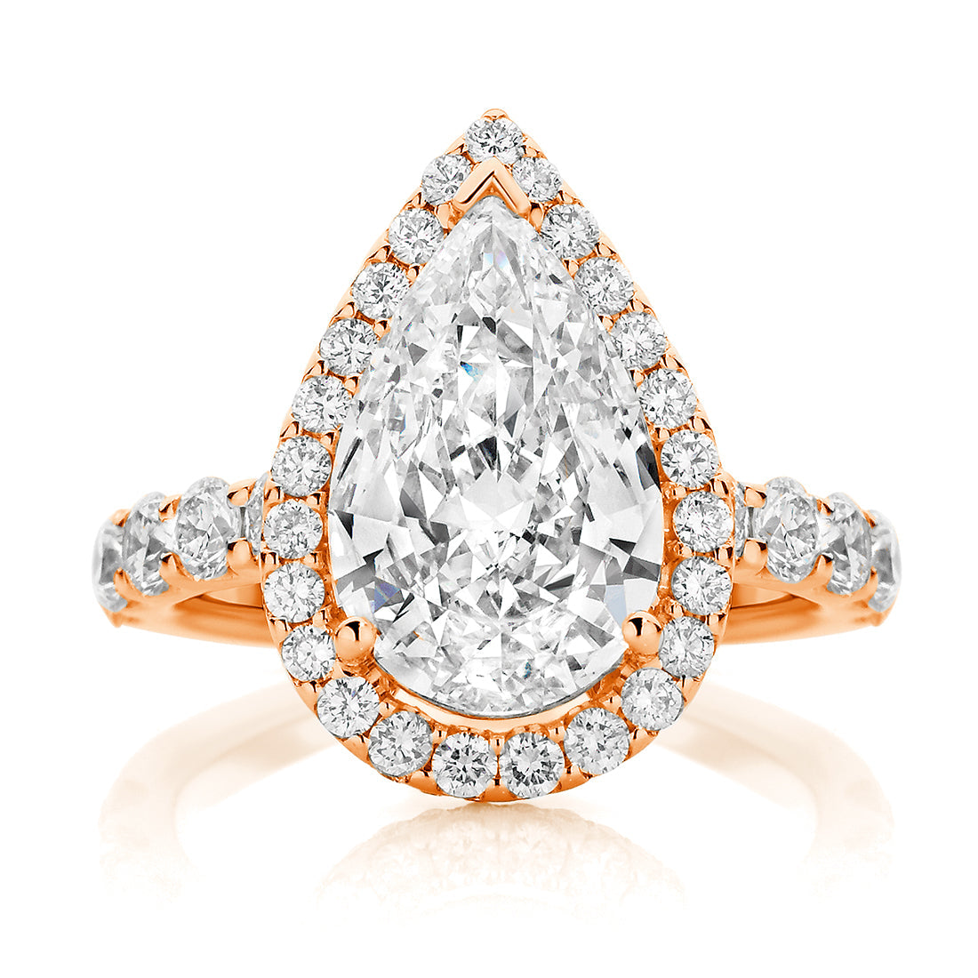 LG Pear Cut Round Halo with Cathedral Band Diamond Engagement Ring