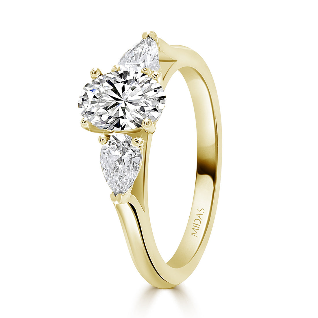 LG Oval and Pear Cut Trilogy Diamond Engagement Ring