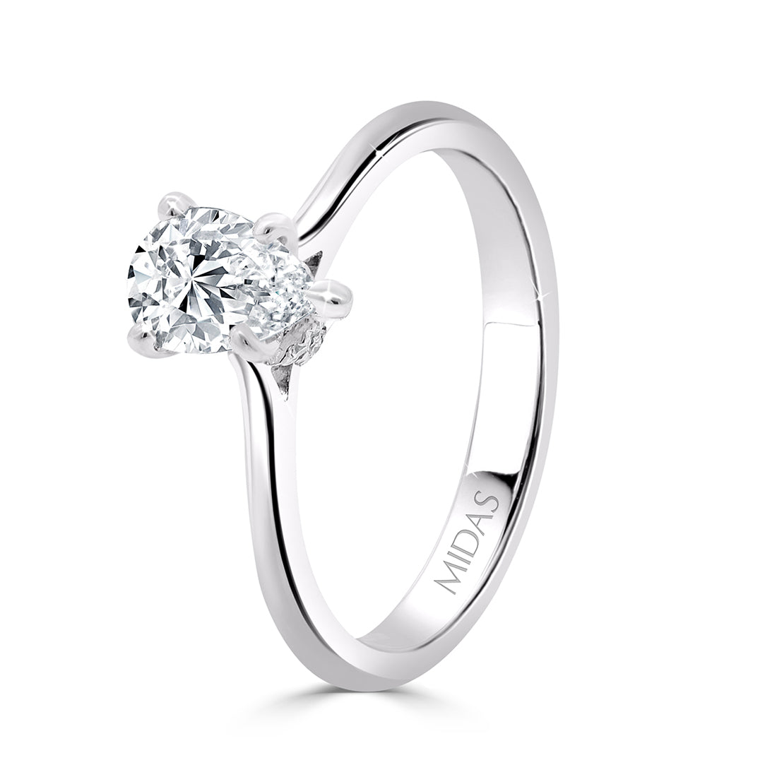 LG Pear Cut Solitaire Diamond Engagement Ring