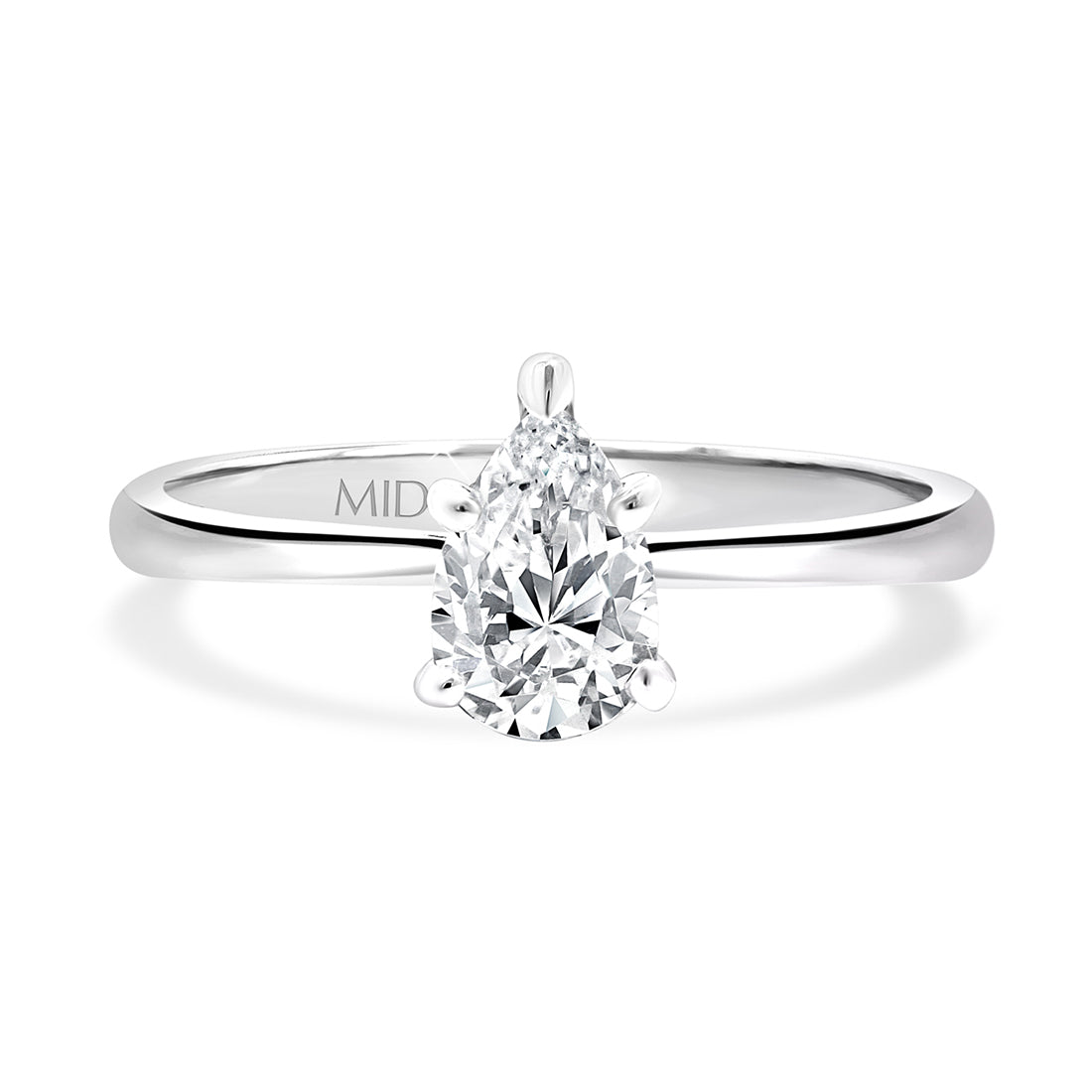 LG Pear Cut Solitaire Diamond Engagement Ring