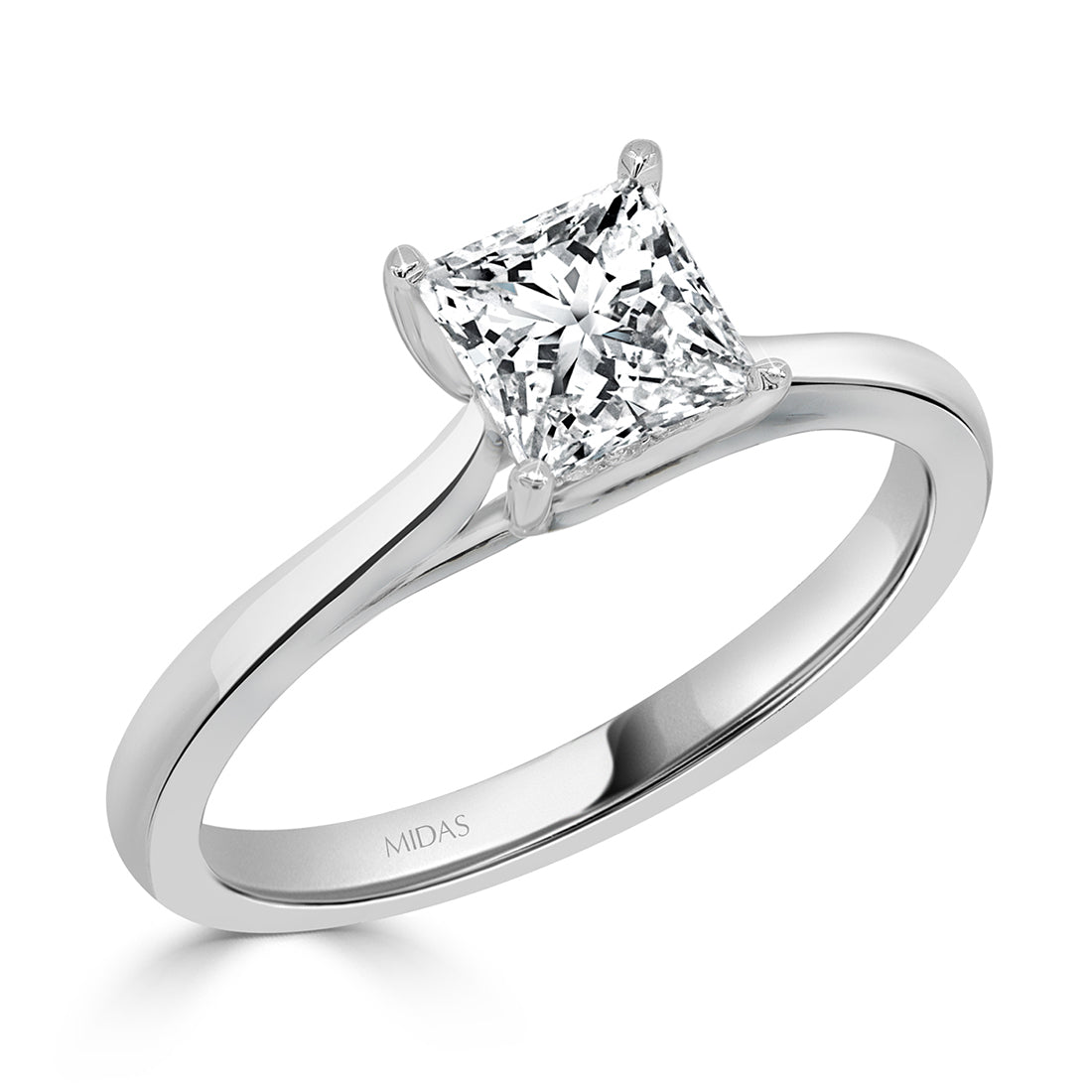 LG Princess Cut Solitaire Diamond with Hidden Halo Detail Engagement Ring