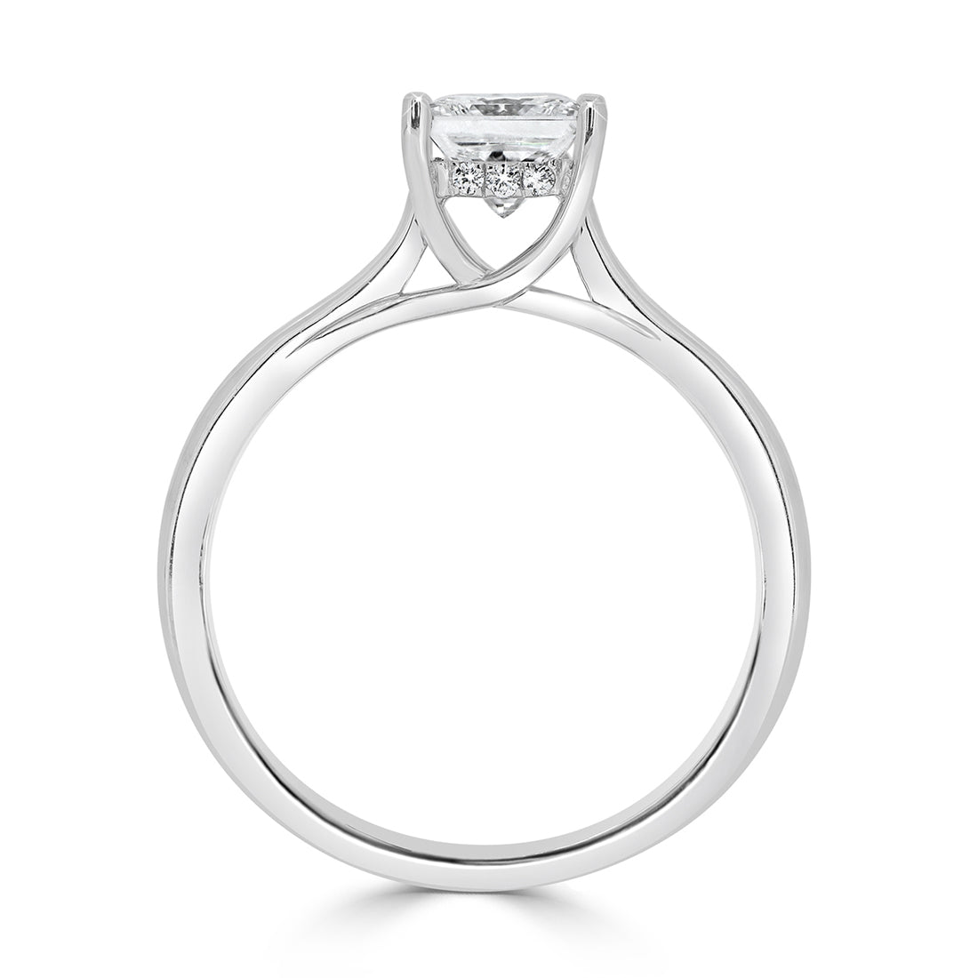 LG Princess Cut Solitaire Diamond with Hidden Halo Detail Engagement Ring