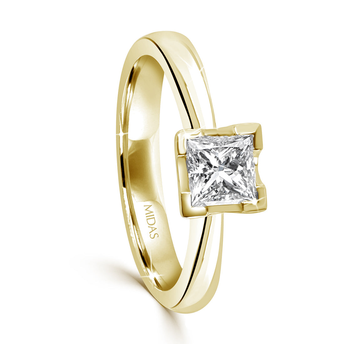 LG Princess Cut Bezel Solitaire Diamond Engagement Ring