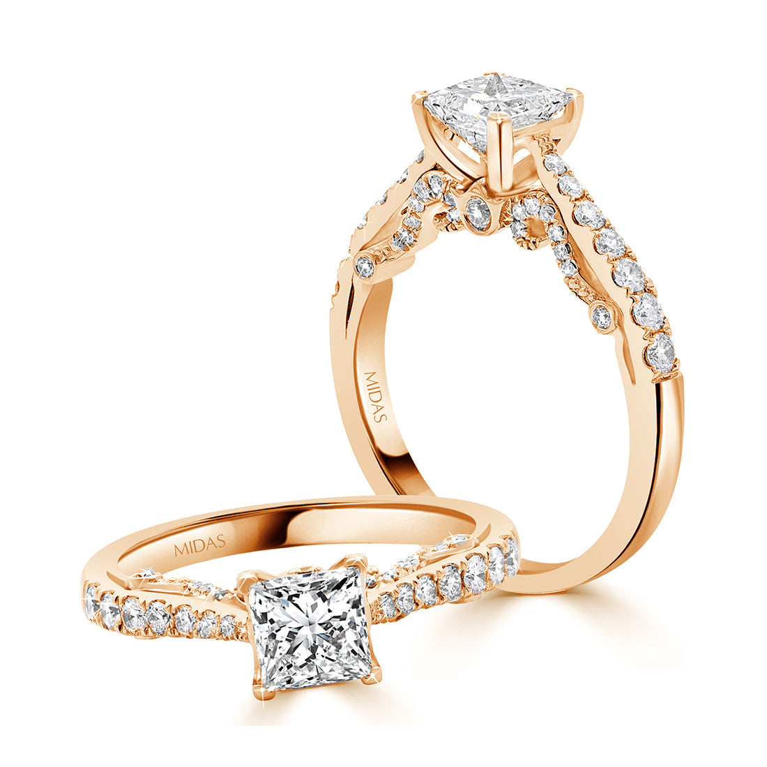 LG Princess Cut Pavé Split Shank Diamond Engagement Ring