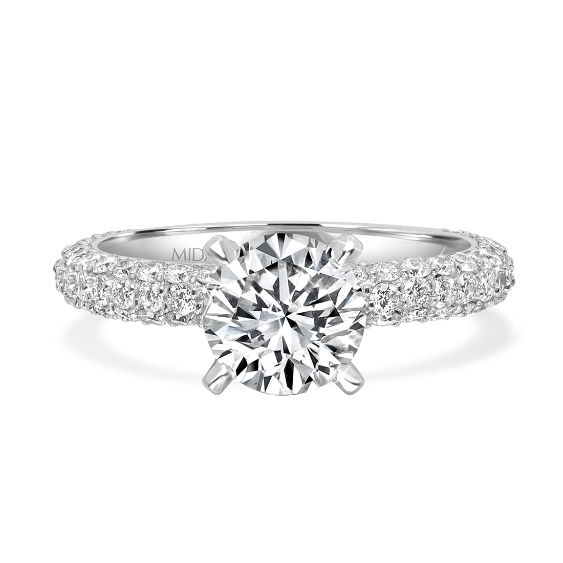 LG Round Brilliant Cut Solitaire with Pave Diamond Engagement Ring