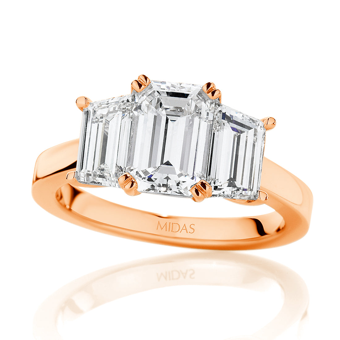 LG Emerald Cut Trilogy Diamond Engagement Ring