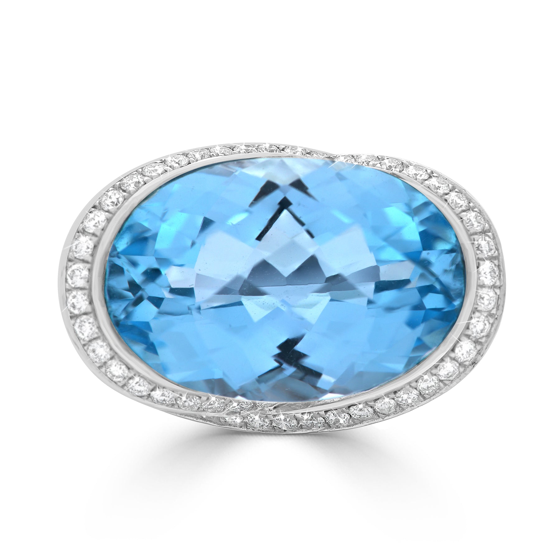 Opulent Sideways Oval Topaz Ring