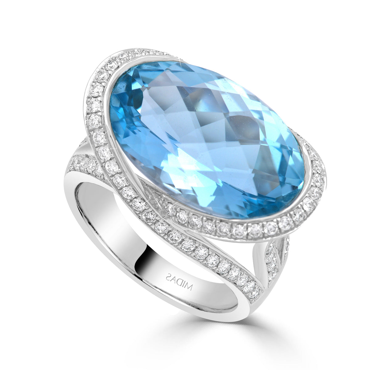 Opulent Sideways Oval Topaz Ring