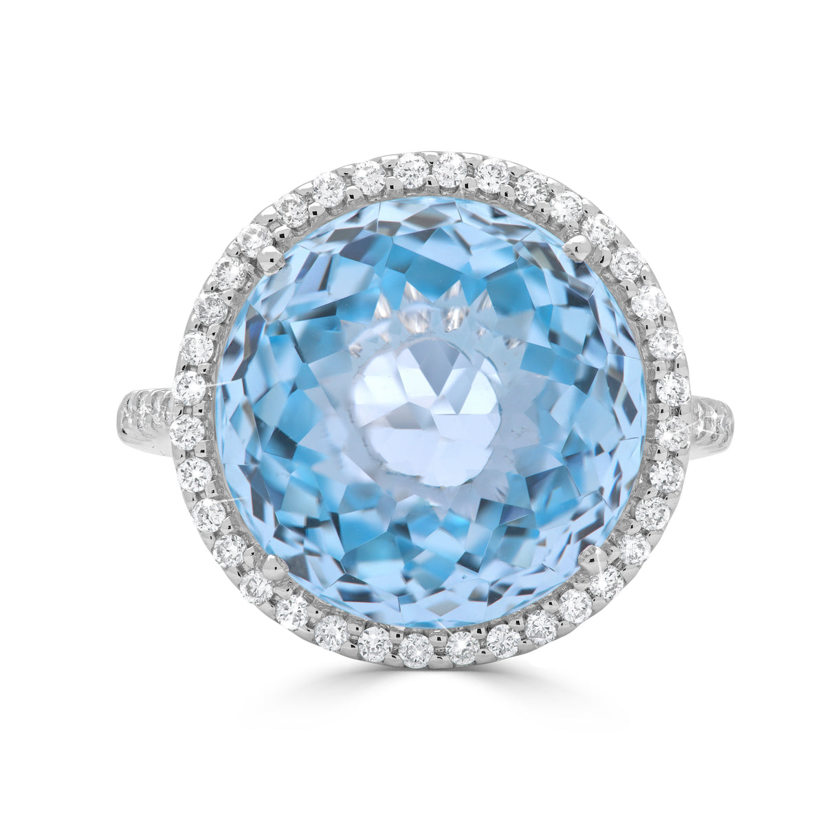 Round Topaz Stone with Diamond Halo Ring
