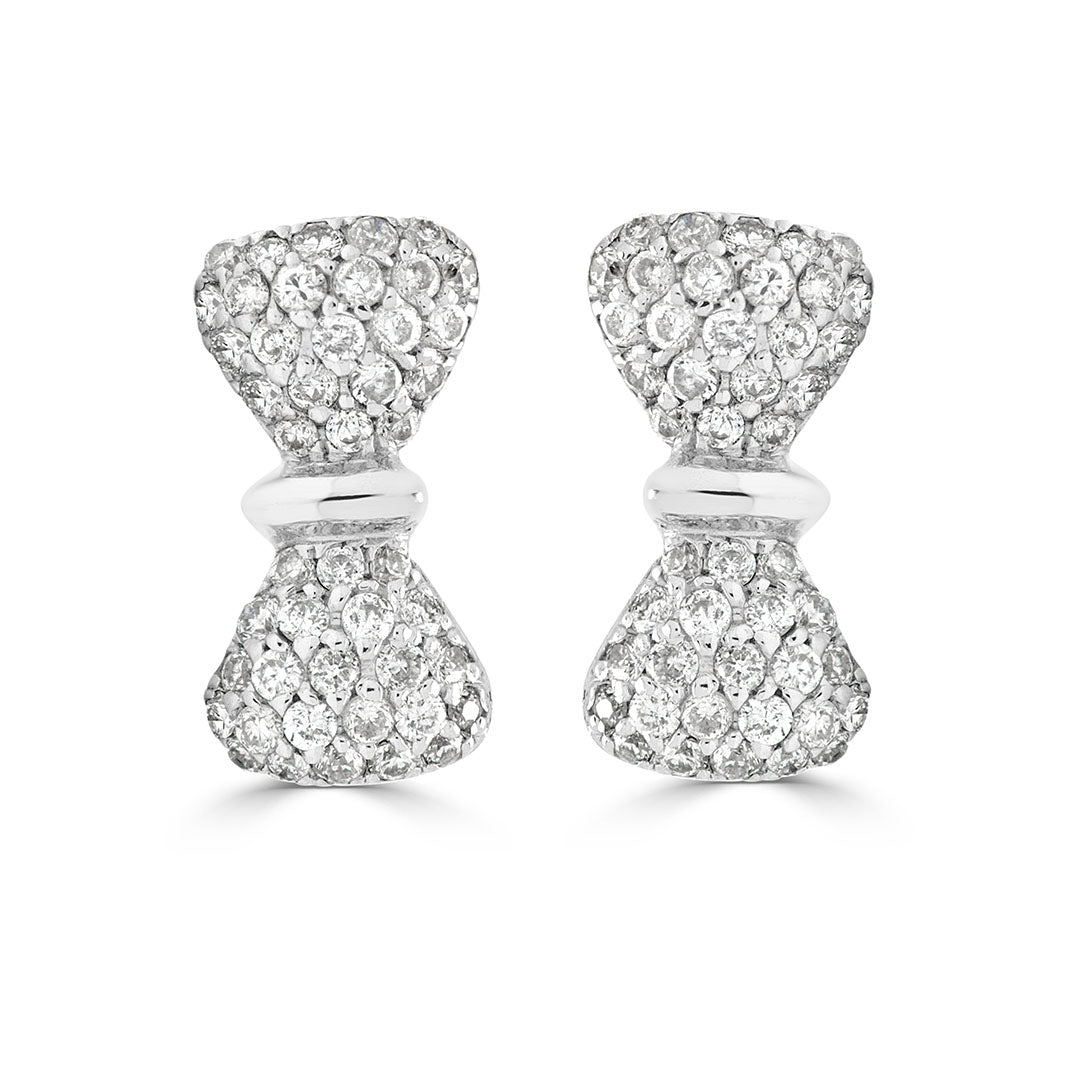 Round Brilliant Pavé Bow Diamond Earrings