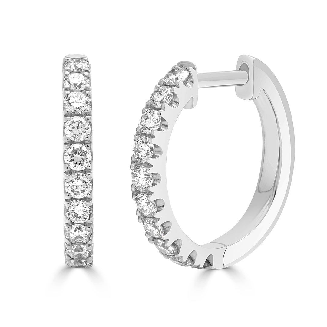 Round Brilliant Diamond Half Eternity Huggie Earrings