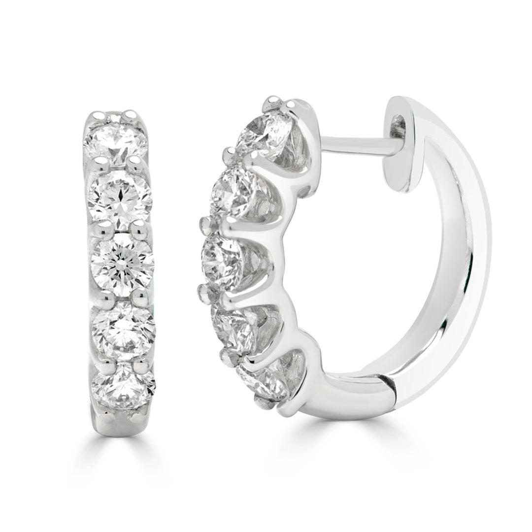 Round Brilliant Diamond Huggie Earrings