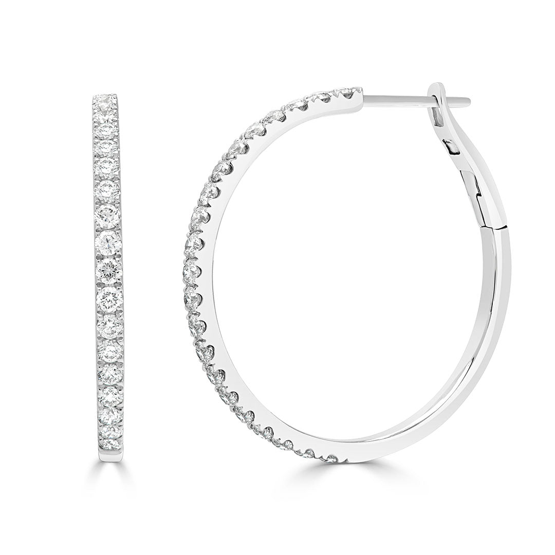 Round Cut Diamond Hoop Earrings