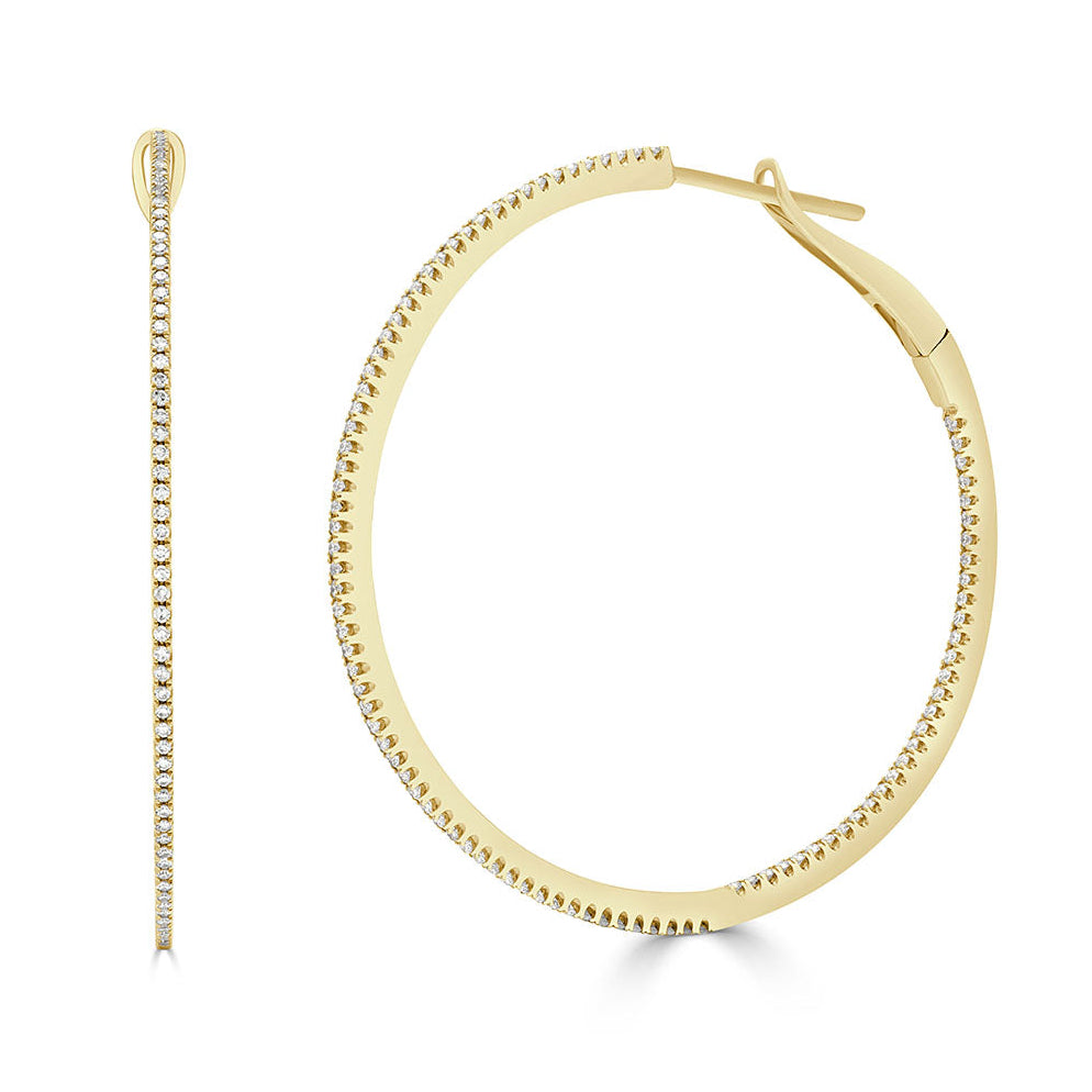 Round Brilliant Pavé Hoop Diamond Earrings