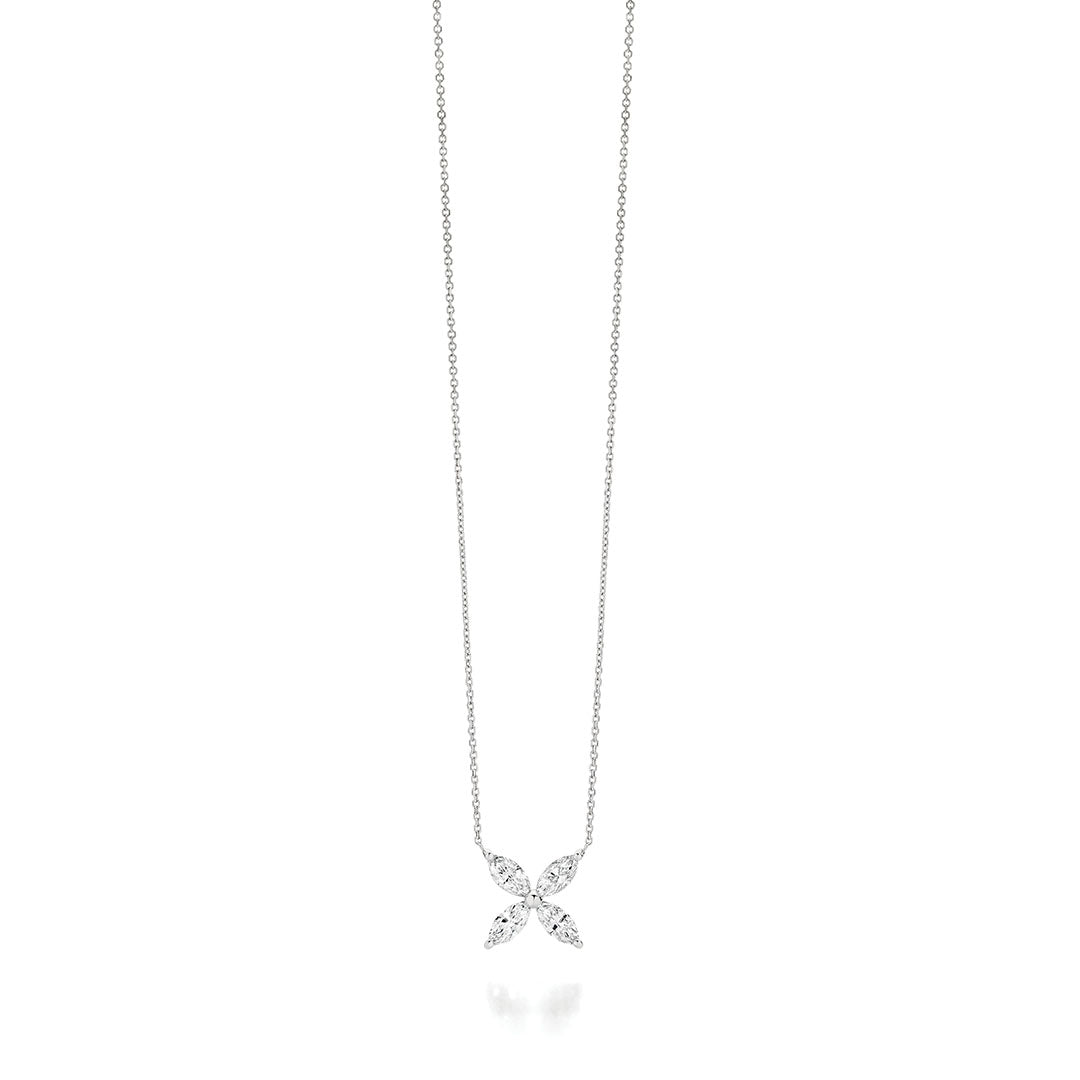 Marquise Cut Elegant Floral Diamond Necklace