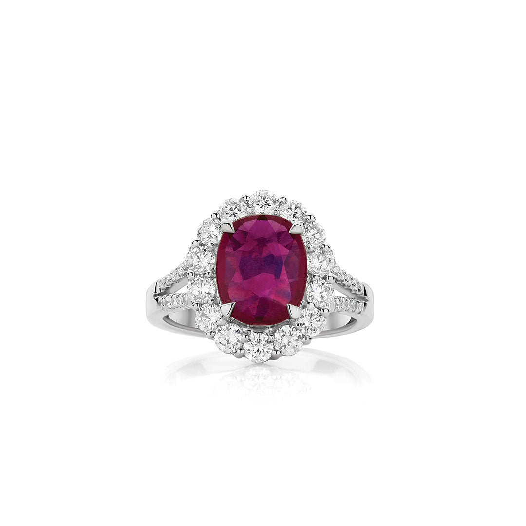 Royal Ruby Halo Ring