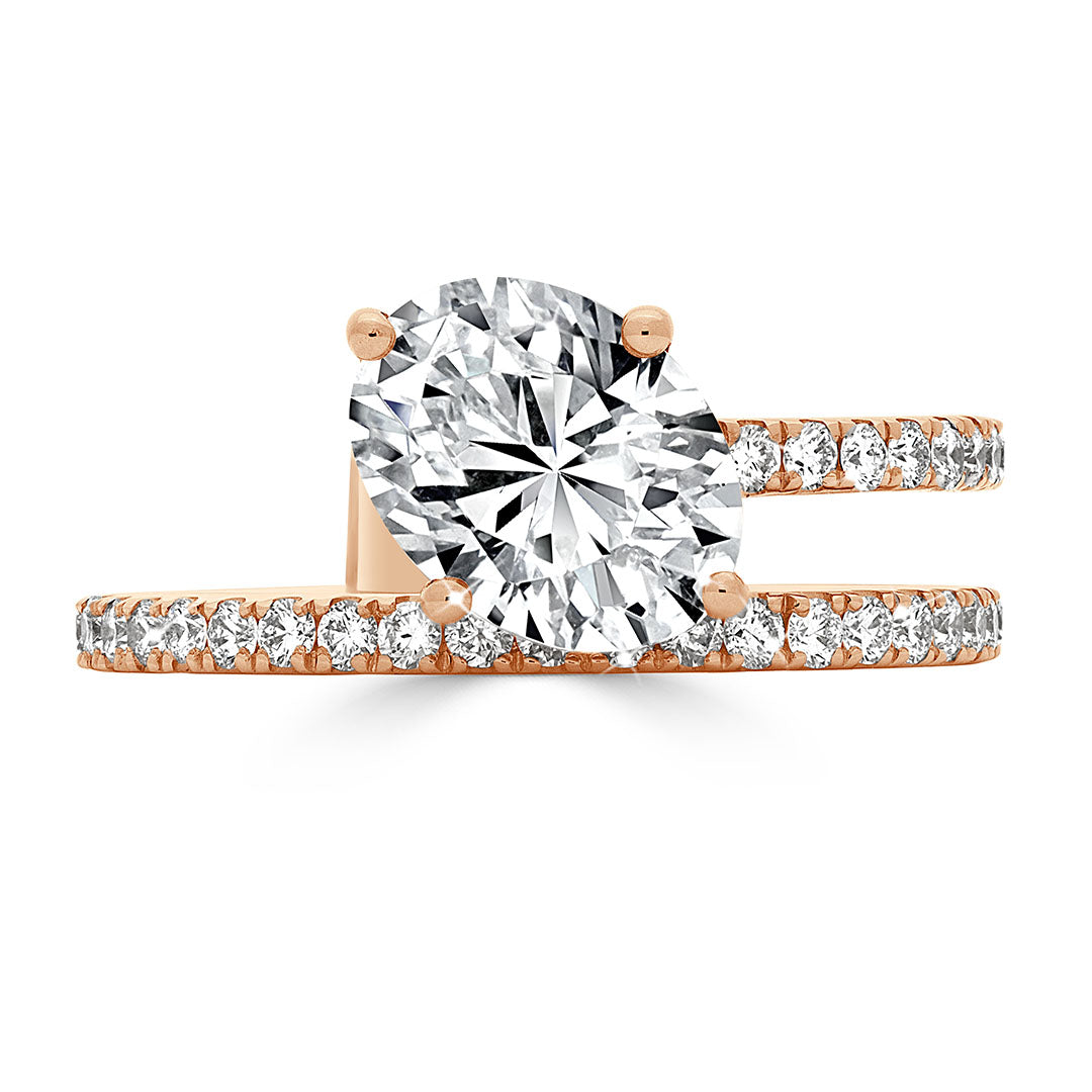 Oval Cut Diamond Split Band Pavé Dress Ring