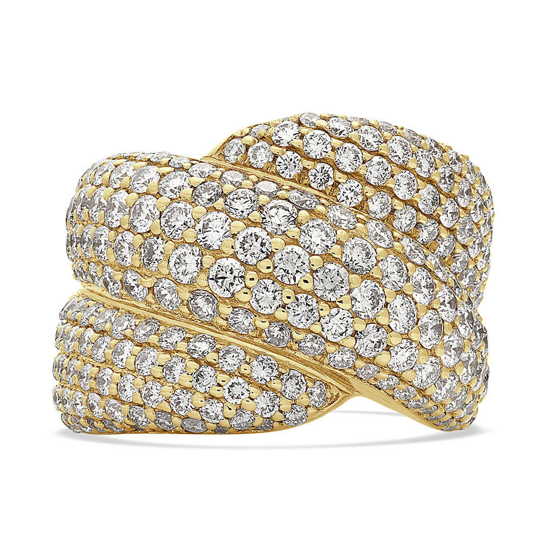 Round Brilliant Diamond Pavé Crossover Dress Ring