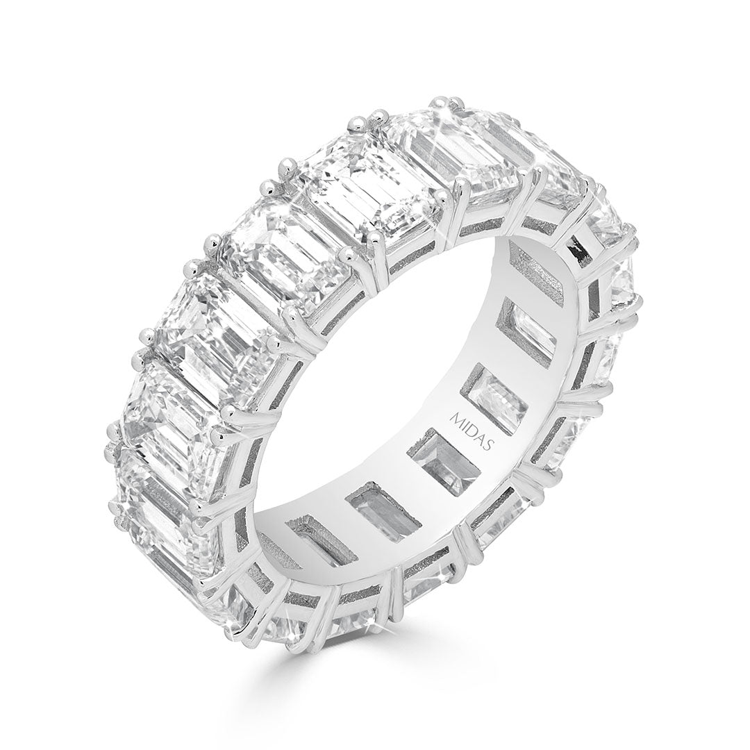 Platinum Emerald Cut Diamond Eternity Dress Ring