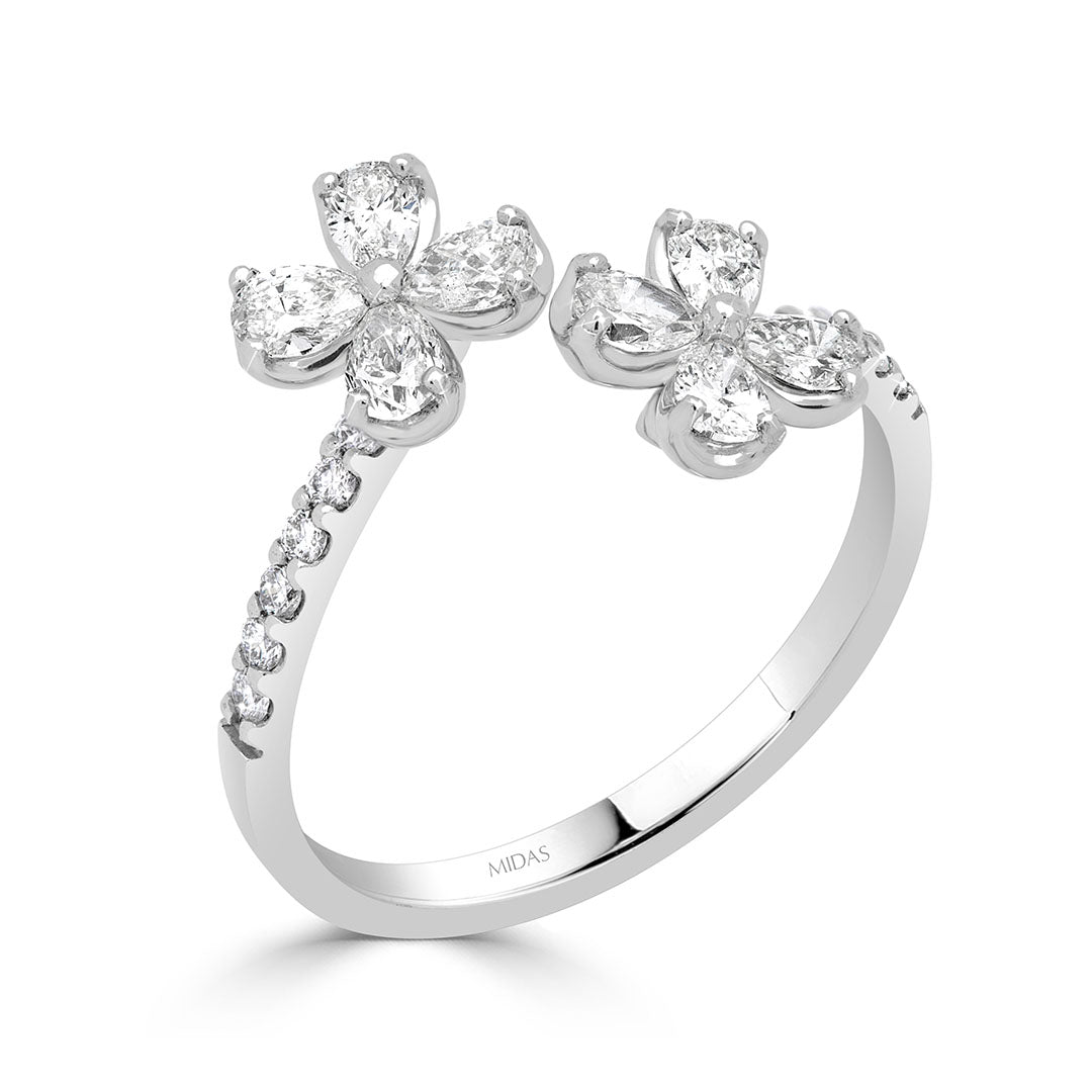 Pear Cut Diamond Floral Dress Ring