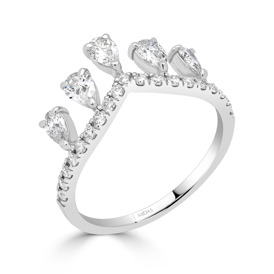 Pear Cut Diamond Crown Dress Ring