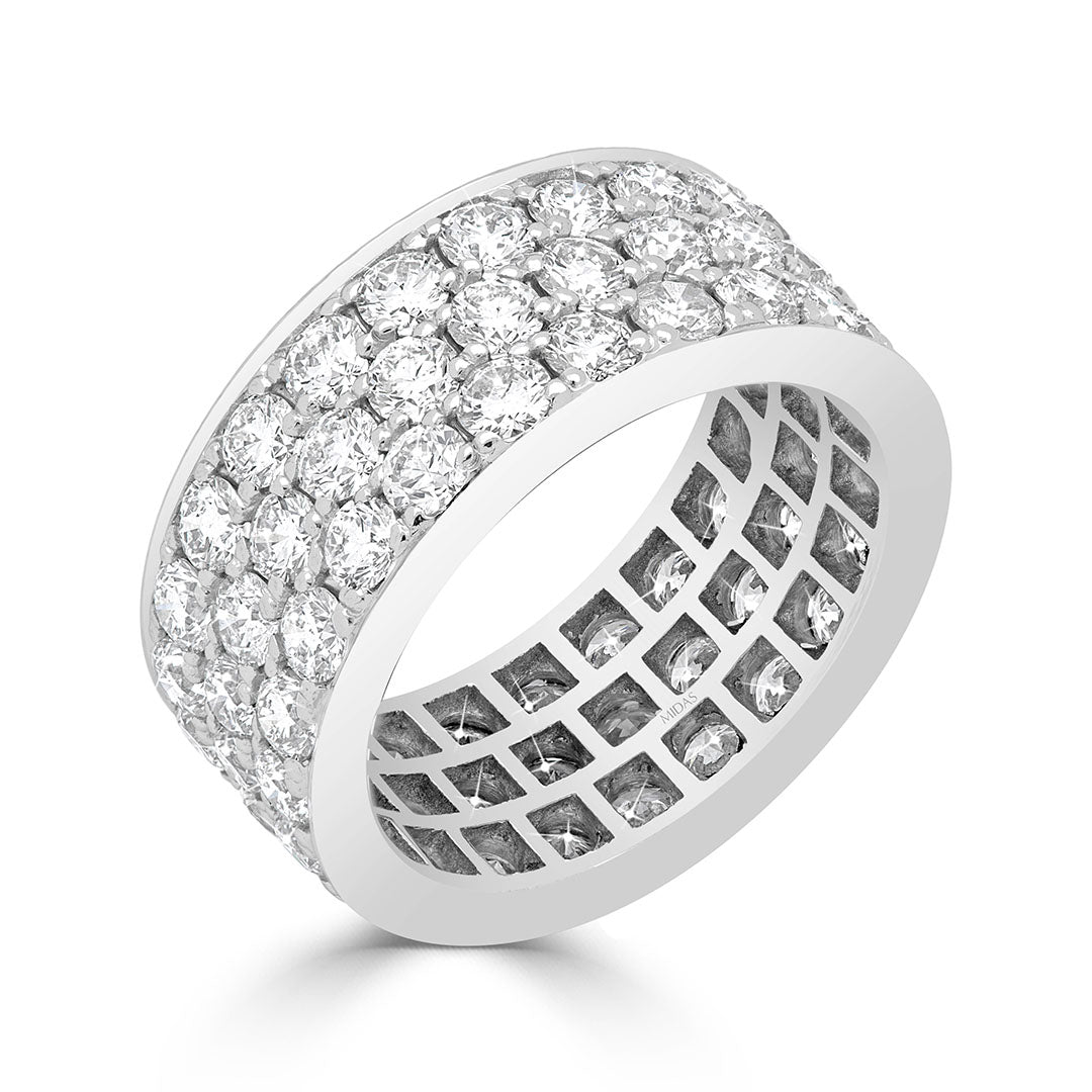 Round Brilliant Diamond Triple Row Eternity Dress Ring