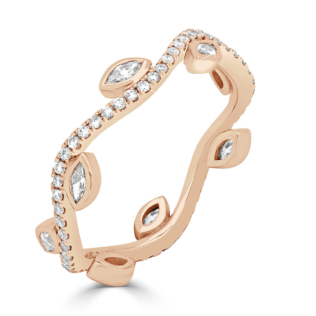 Marquise and Round Brilliant Diamond Vine Pavé Dress Ring