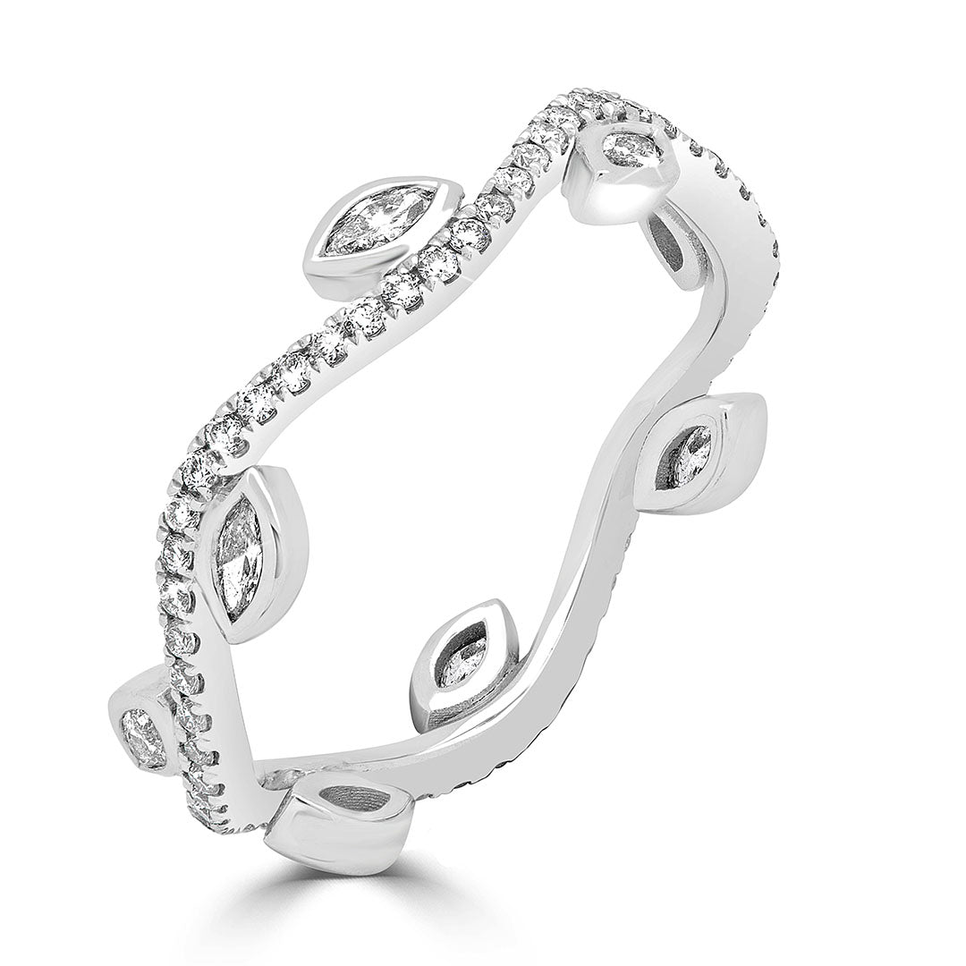 Marquise and Round Brilliant Diamond Vine Pavé Dress Ring
