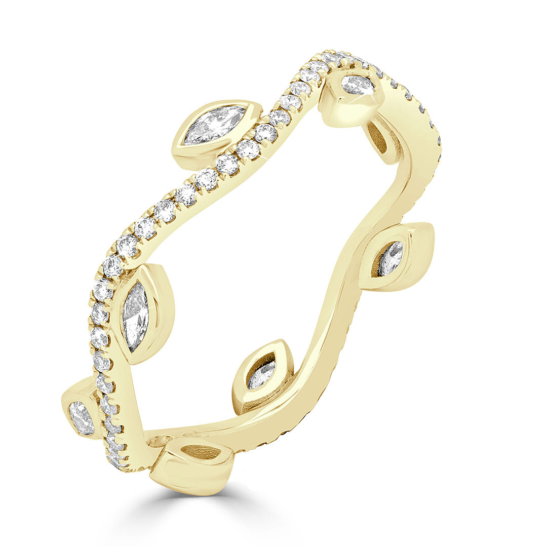 Marquise and Round Brilliant Diamond Vine Pavé Dress Ring