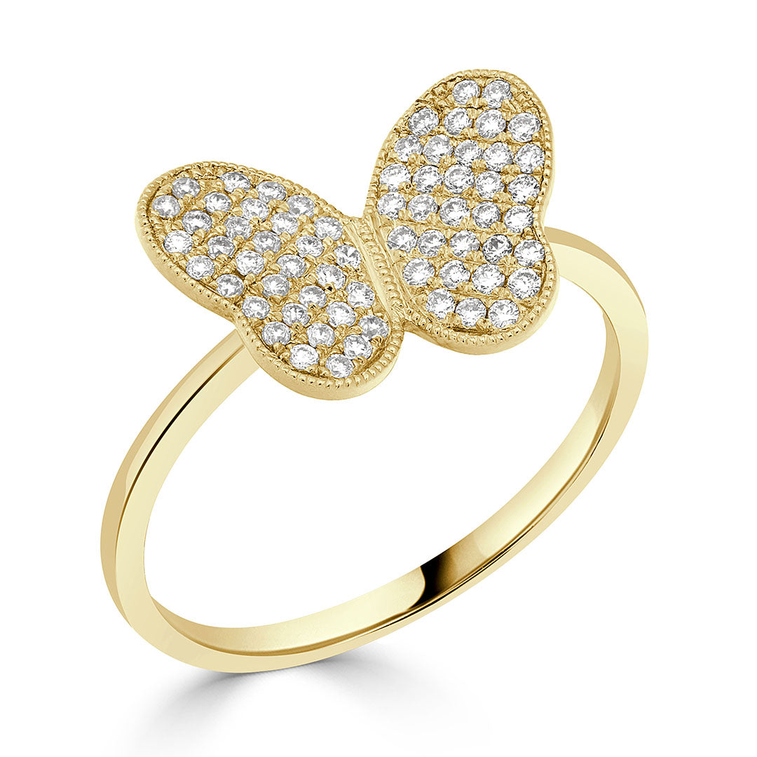 Round Brilliant Diamond Butterfly Dress Ring