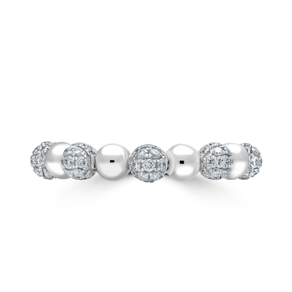 Round Brilliant Diamond Pavé Alternating Bead Dress Ring
