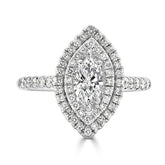 LG Marquise Cut Double Halo Pavé Diamond Engagement Ring