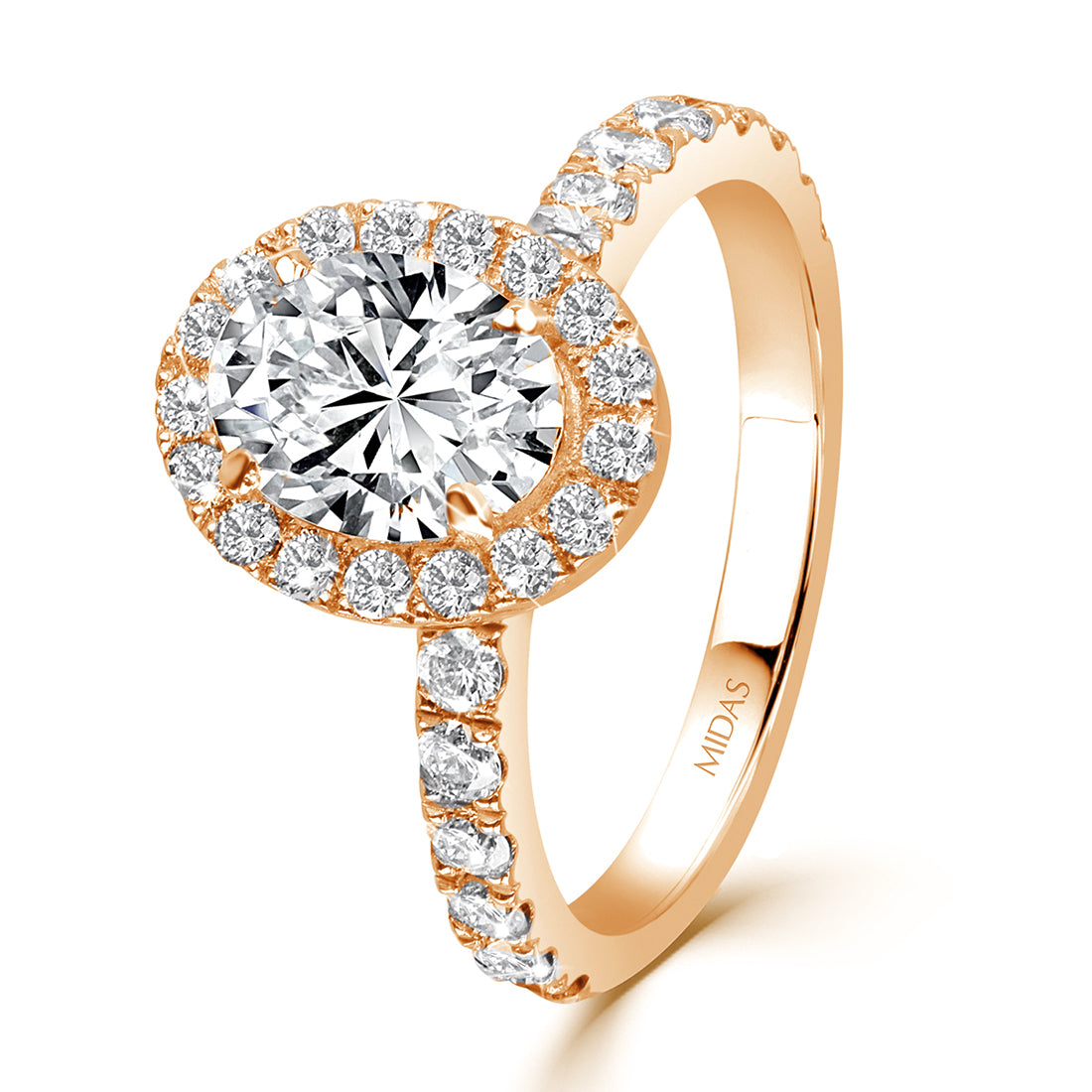 Oval Cut Diamond with Seamless Halo Engagement Ring
