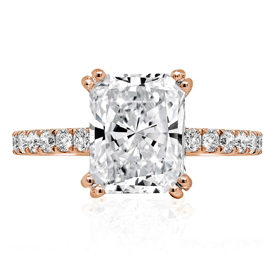 LG Radiant Cut Engagement Ring with Diamond Band