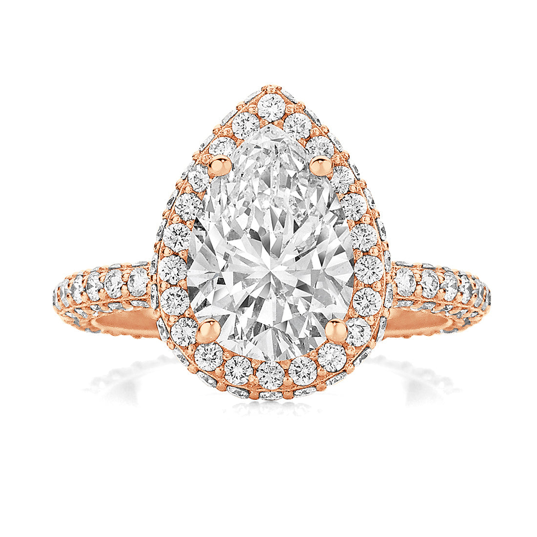 LG Pear Cut Pavé Halo Diamond Engagement Ring