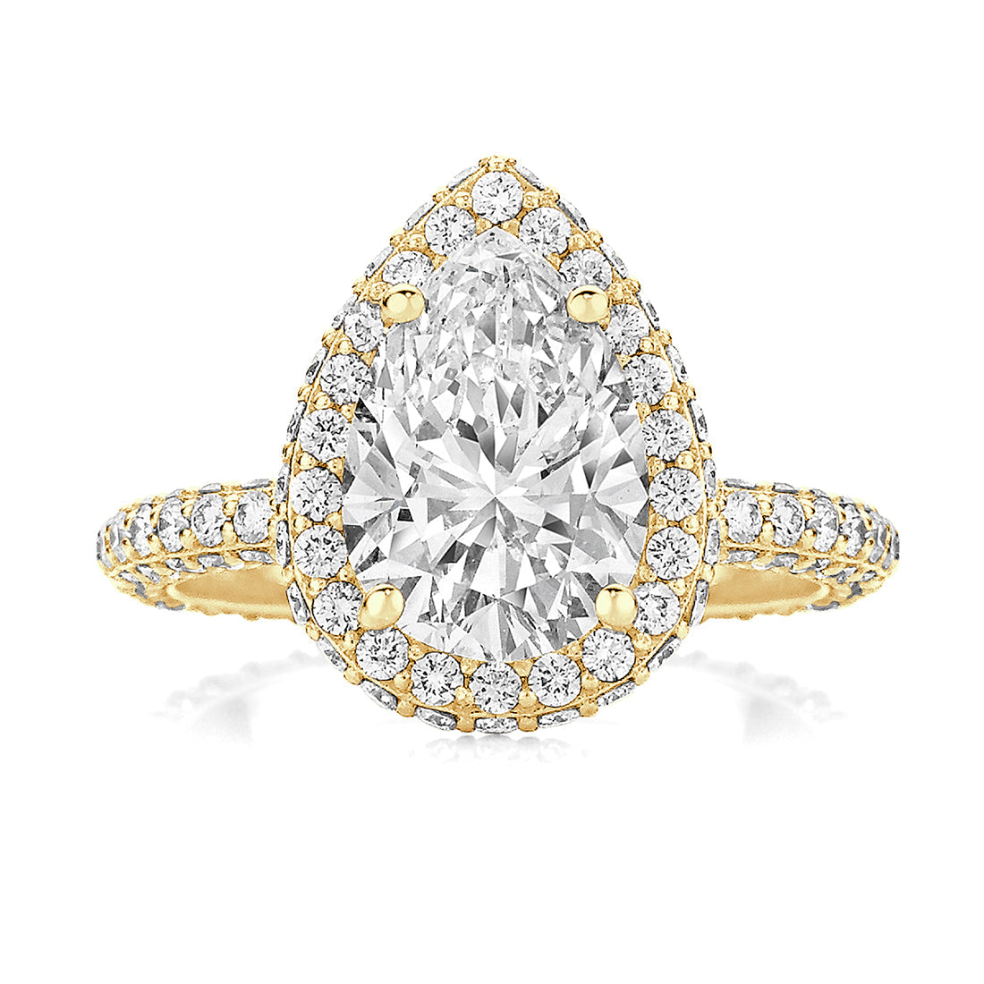 LG Pear Cut Pavé Halo Diamond Engagement Ring