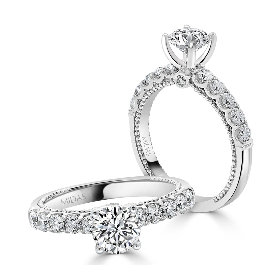 LG Round Brilliant Solitaire with Milgrain Detail Diamond Engagement Ring