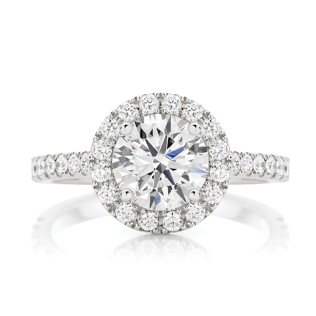 Round Brilliant with Claw Set Halo Engagement Ring