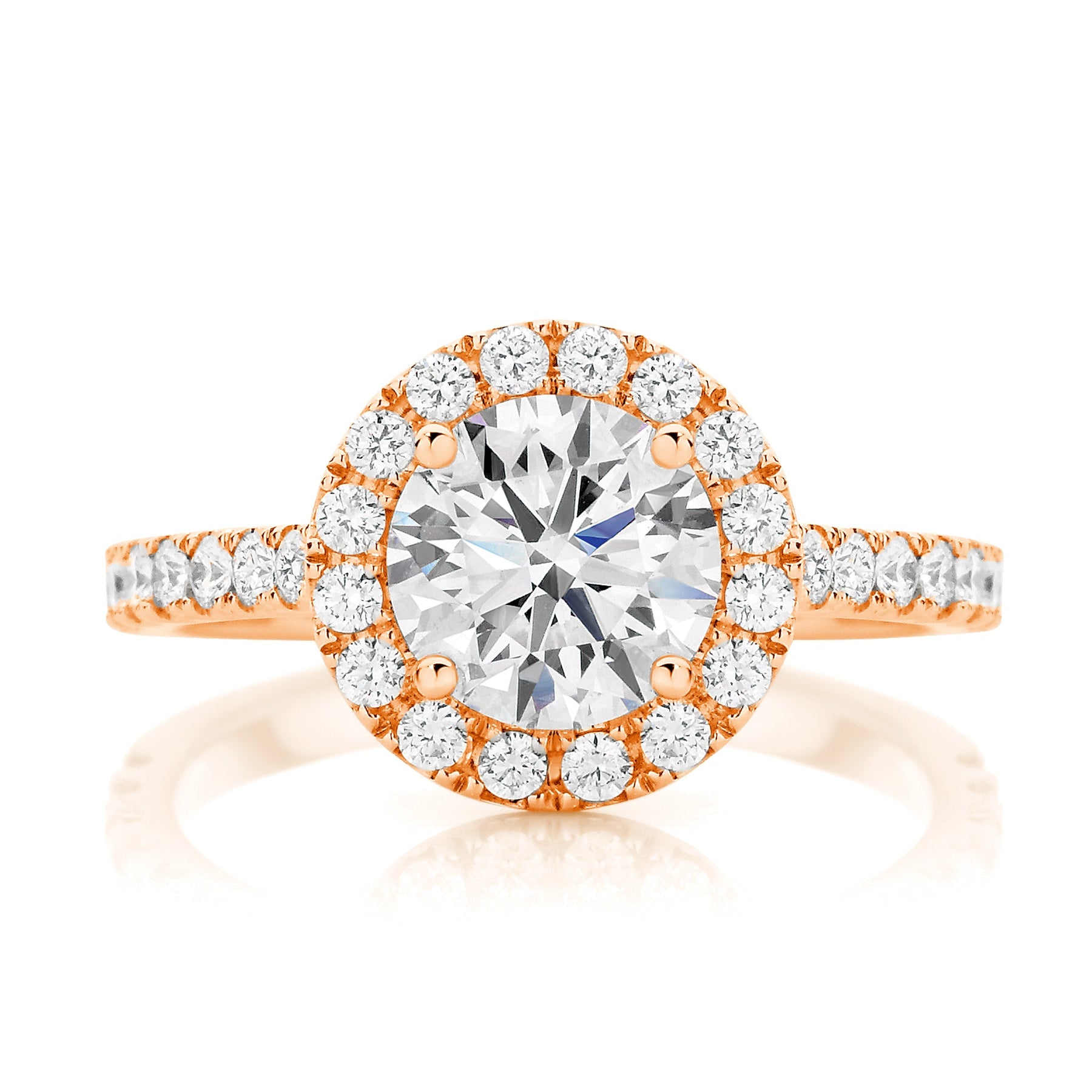 LG Round Brilliant with Claw Set Halo Engagement Ring