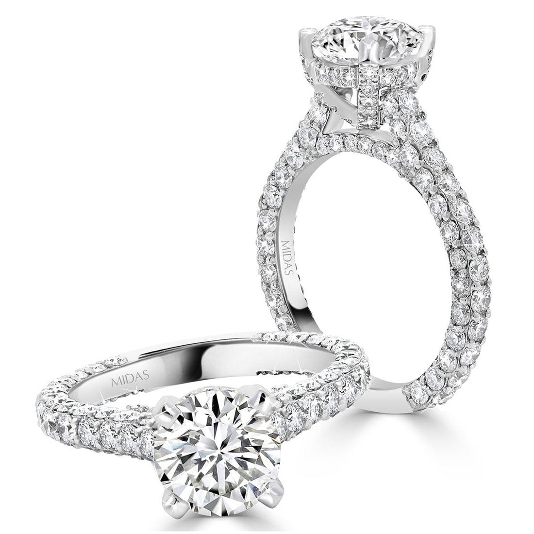 LG Round Brilliant Pavé Diamond Band Engagement Ring