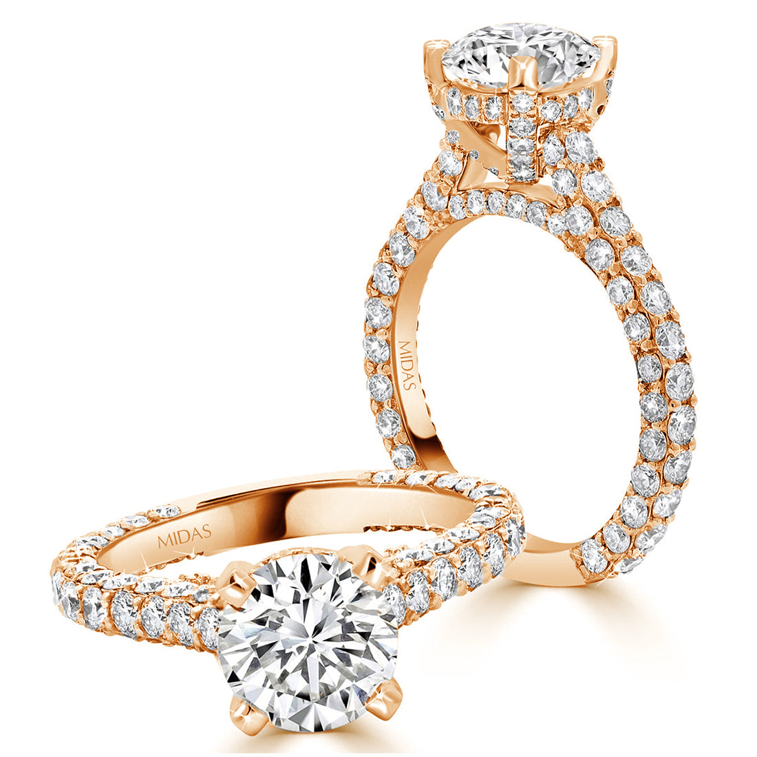 LG Round Brilliant Pavé Diamond Band Engagement Ring